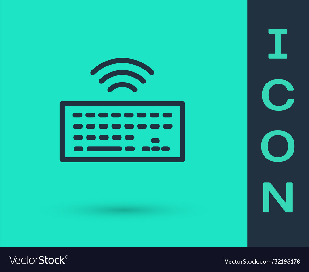Black line wireless computer keyboard icon vector image Black line wireless computer keyboard icon