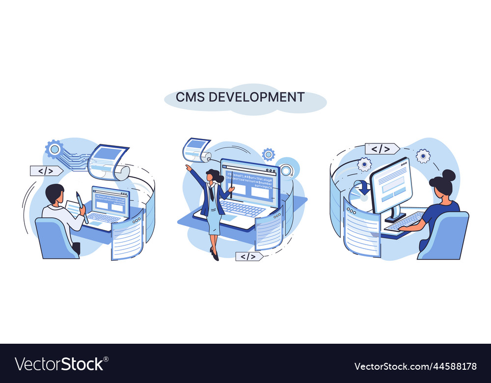 Concept of digital content management system cms vector image Concept of digital content management system cms