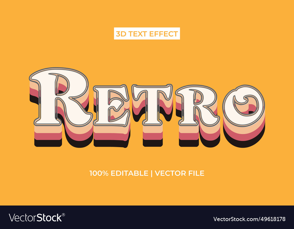 Editable text effect retro 3d vector image Editable text effect retro 3d