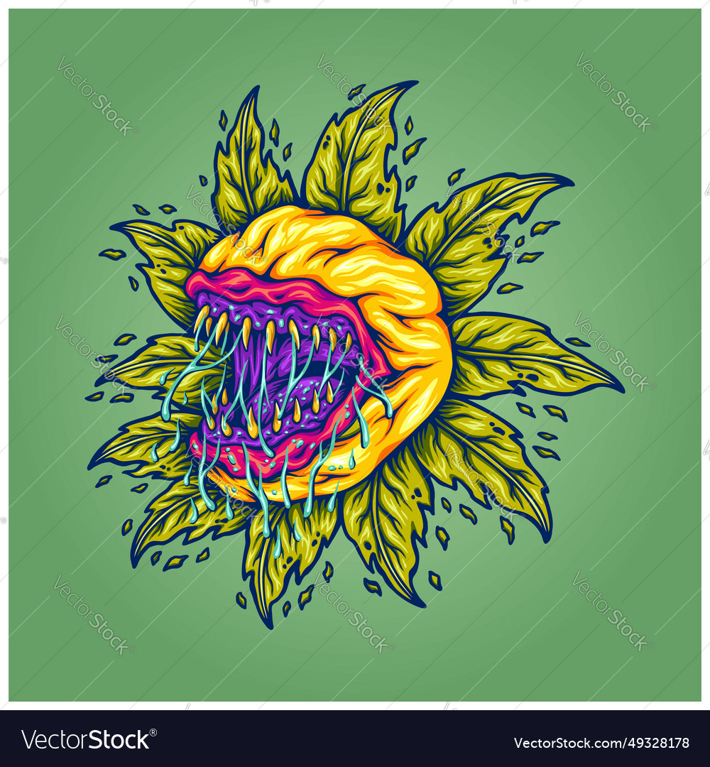 Floral horror monster plant Royalty Free Vector Image