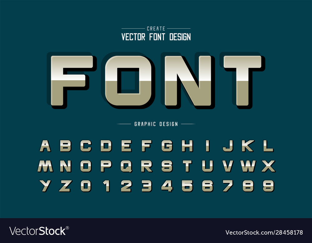 Gradient round font and reflective alphabet