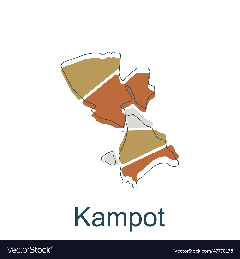 Kampot map high detailed provinces of cambodia Vector Image