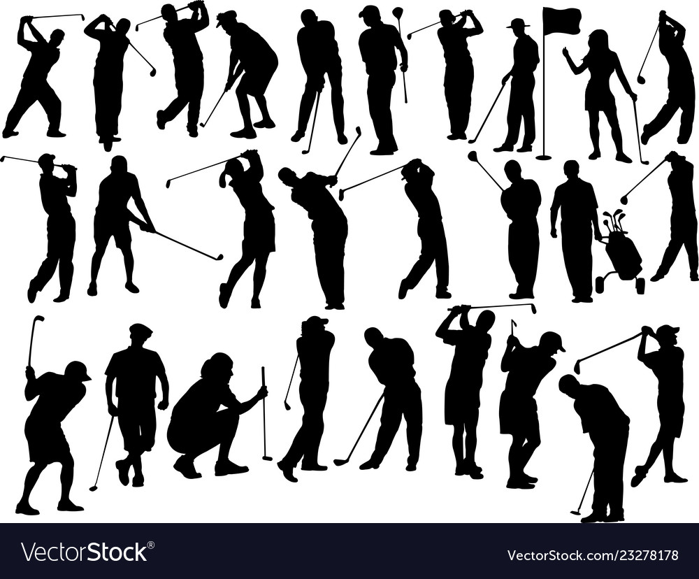 Large collection of golfers Royalty Free Vector Image