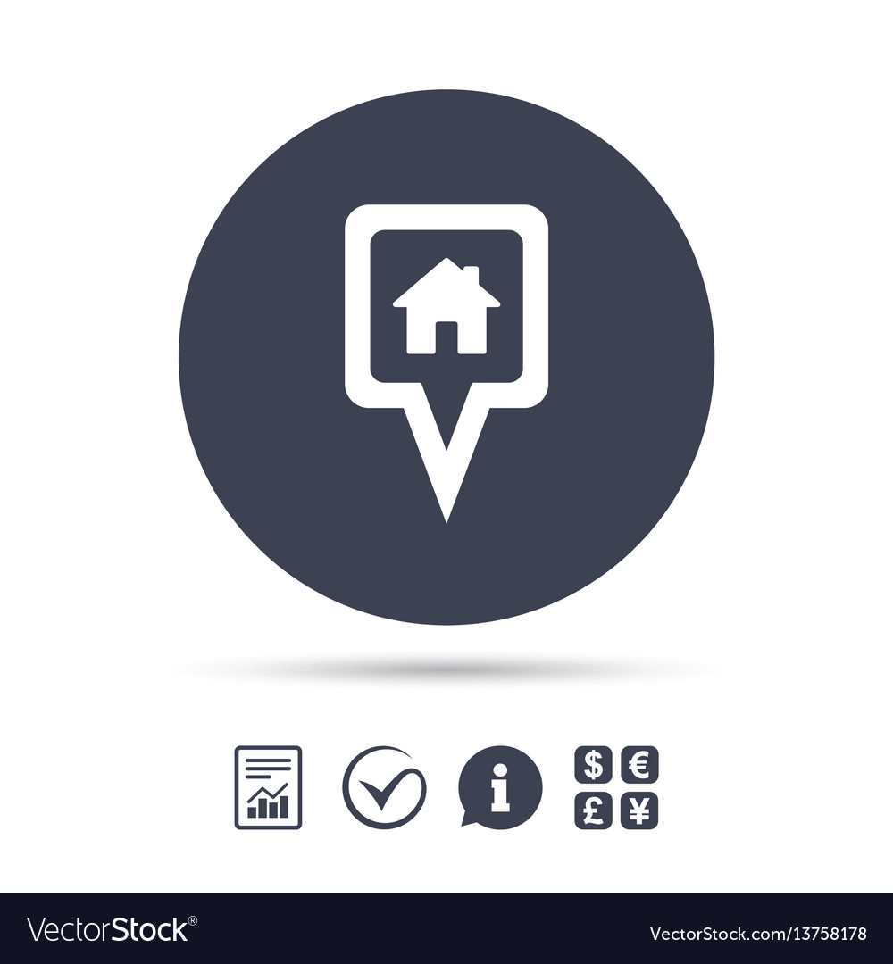 Map pointer house sign icon marker symbol
