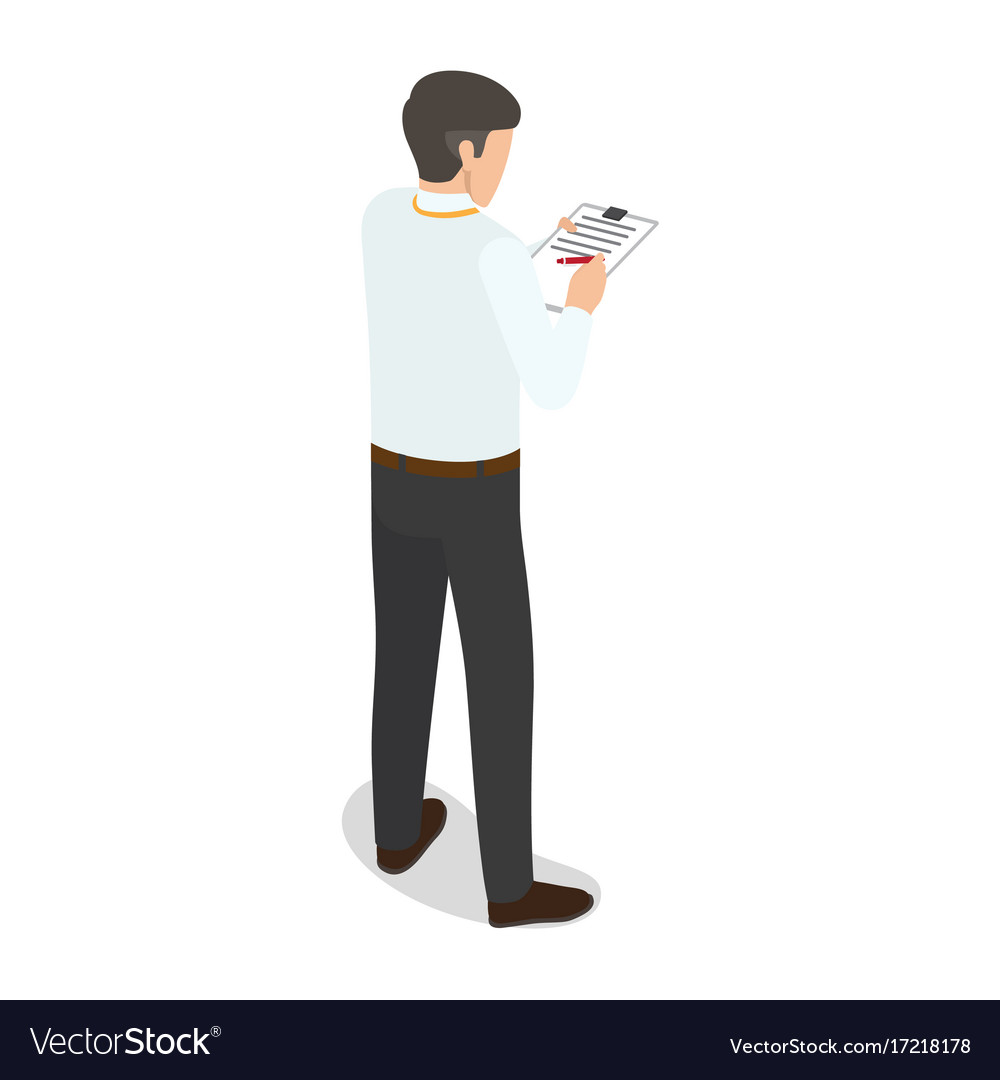 Office worker makes notes isolated