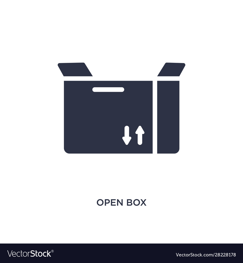 Open box icon on white background simple element