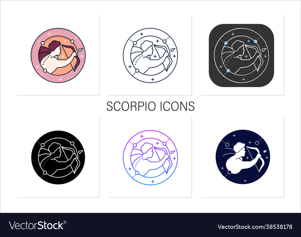 Sagittarius icons set