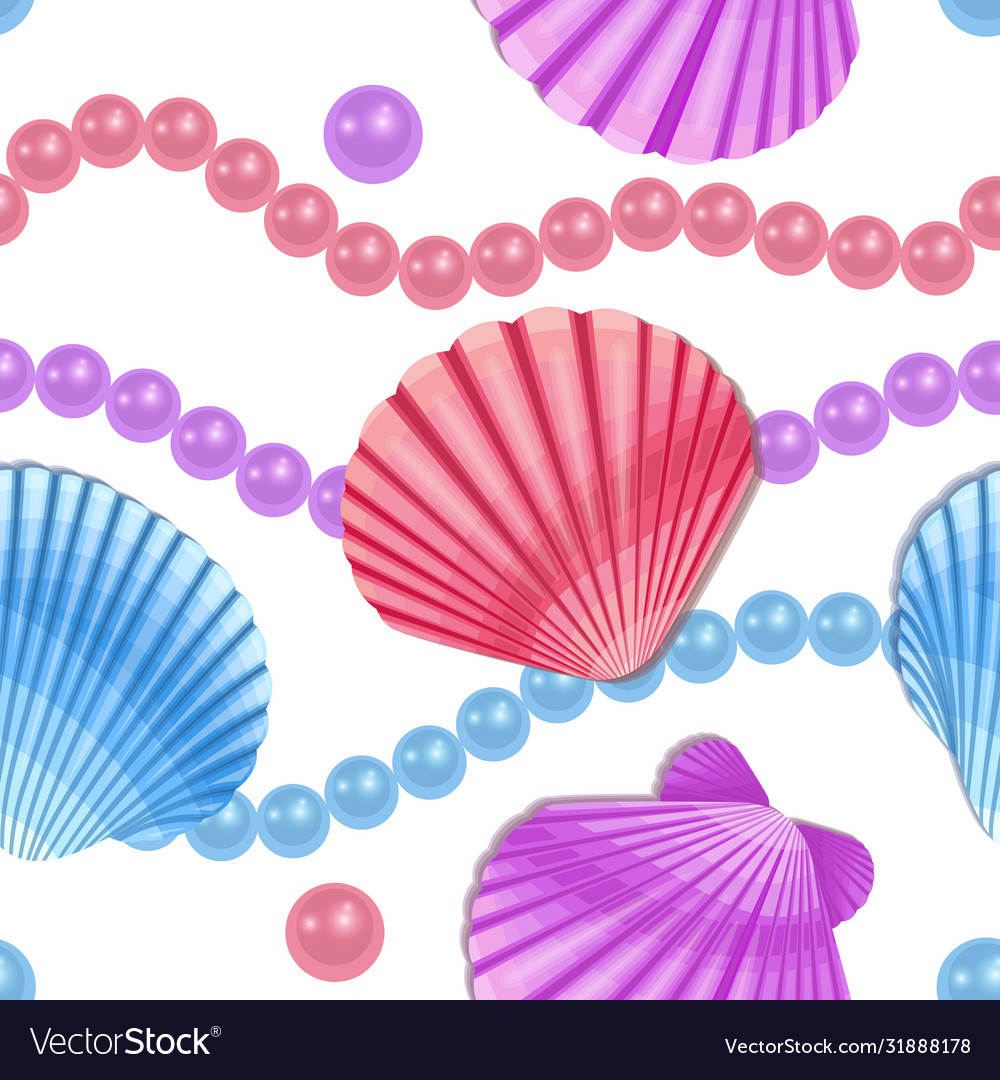 Seamless endless pearls chains colorful pattern