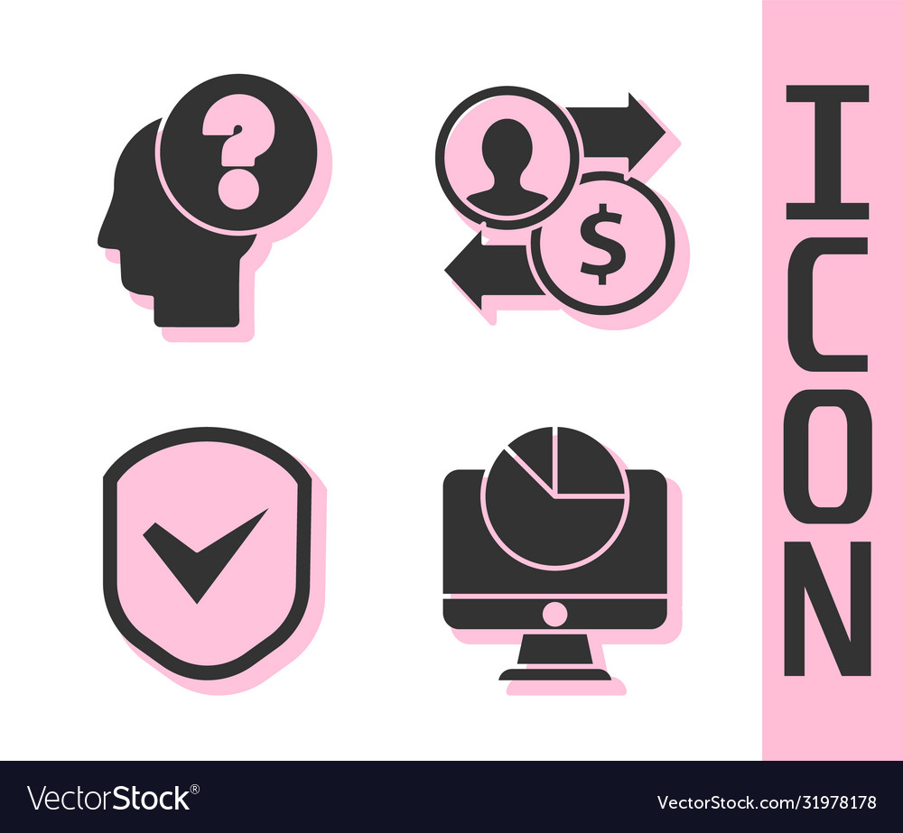 Set computer monitor with graph chart human head vector image Set computer monitor with graph chart human head
