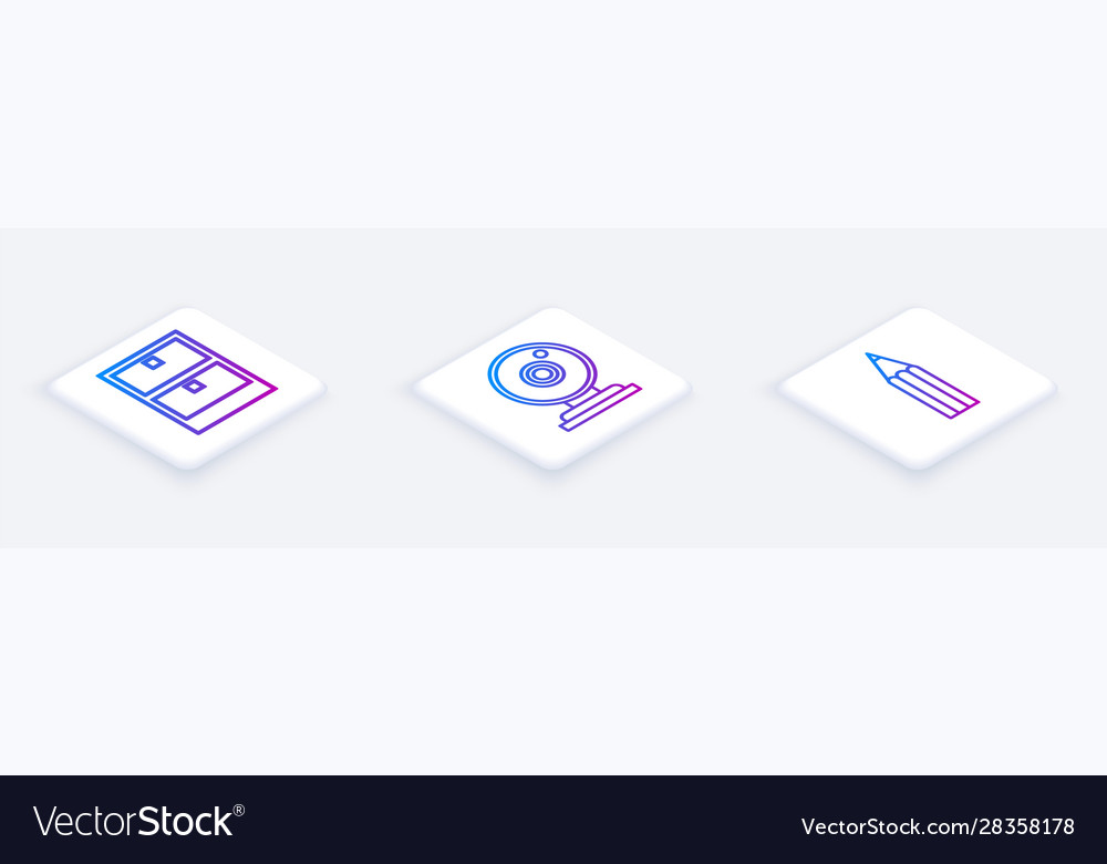 Set isometric line archive papers drawer web vector image Set isometric line archive papers drawer web