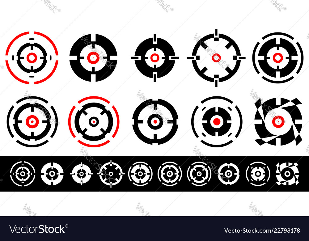 Set of 10 target marks cross-hairs reticle shapes vector image Set of 10 target marks cross-hairs reticle shapes
