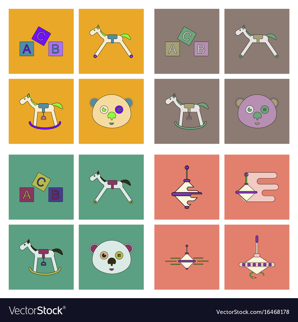 Set of children toys in different sets flet