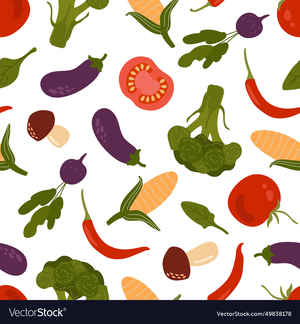 Vegetable seamless pattern Royalty Free Vector Image