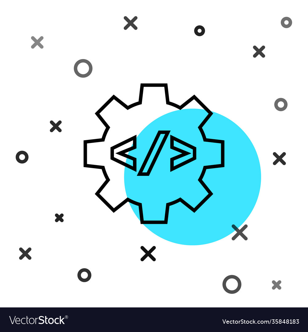 Black line web design and front end development vector image Black line web design and front end development