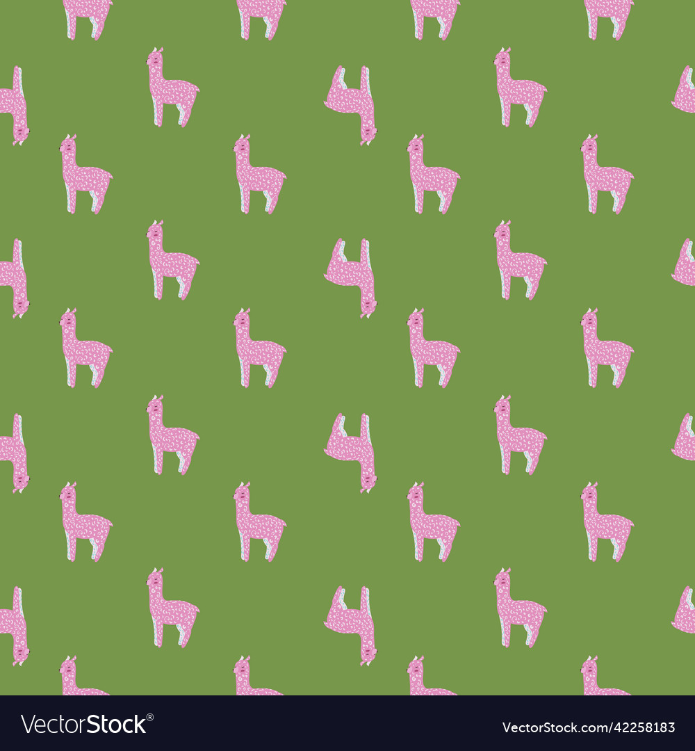 Cheerful alpaca seamless pattern background vector image Cheerful alpaca seamless pattern background