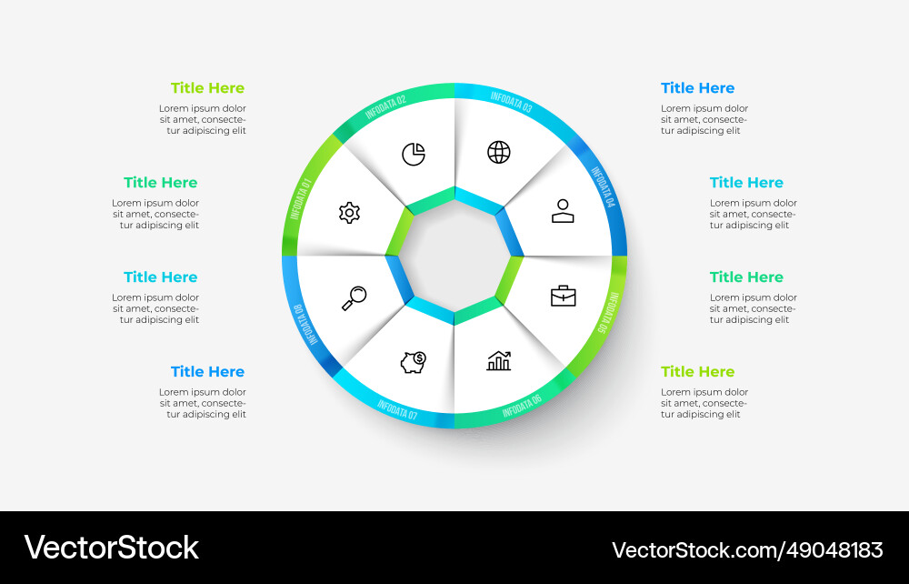 Circle element is divided into 8 parts business Vector Image