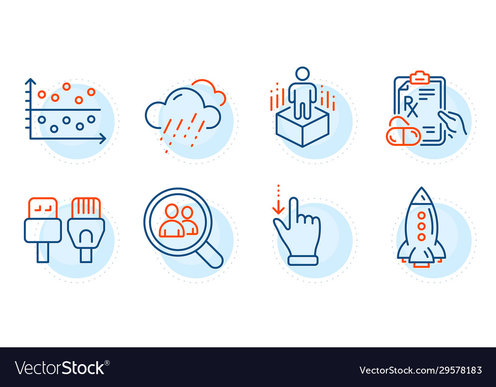 Computer cables touchscreen gesture and dot plot vector image Computer cables touchscreen gesture and dot plot