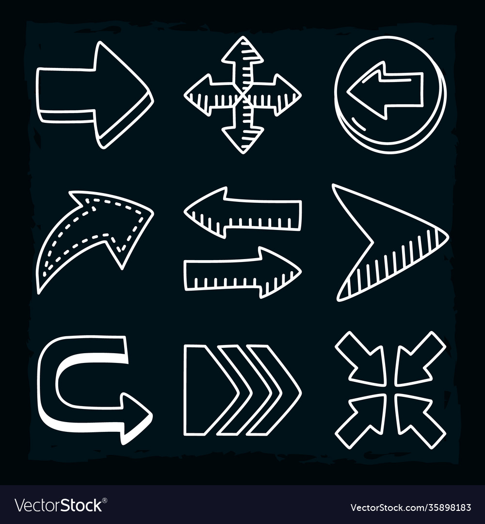 Cross arrows and icon set line style