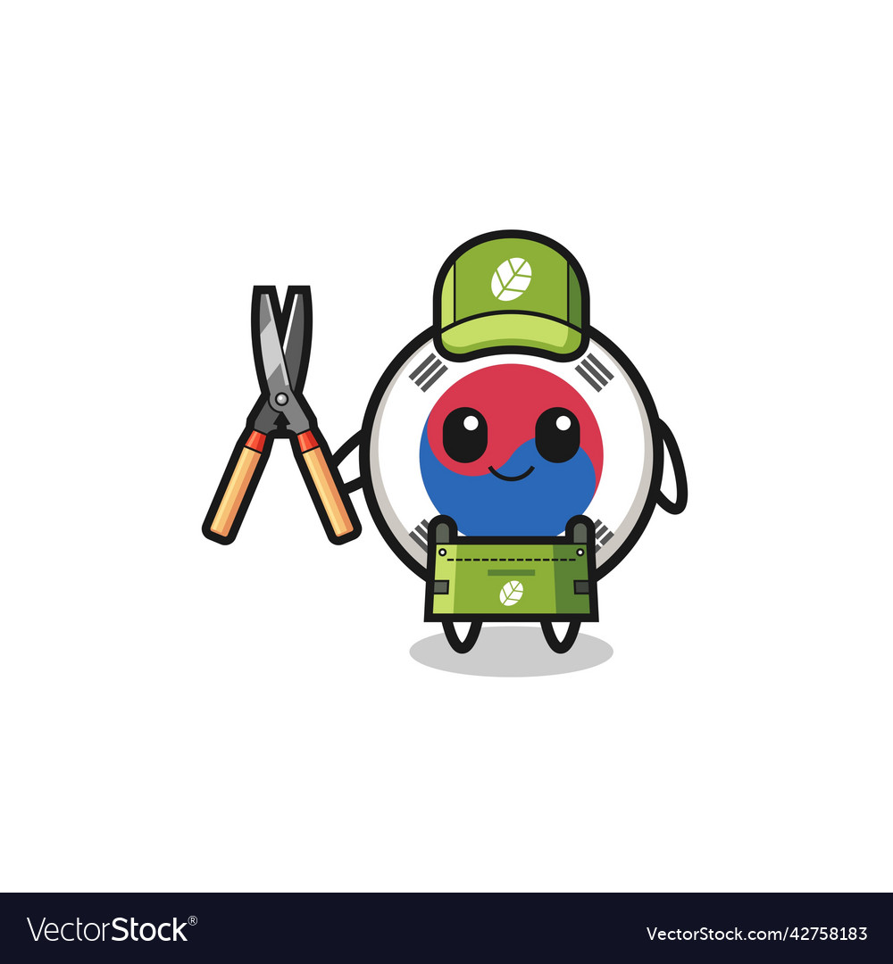 Cute south korea flag as gardener mascot