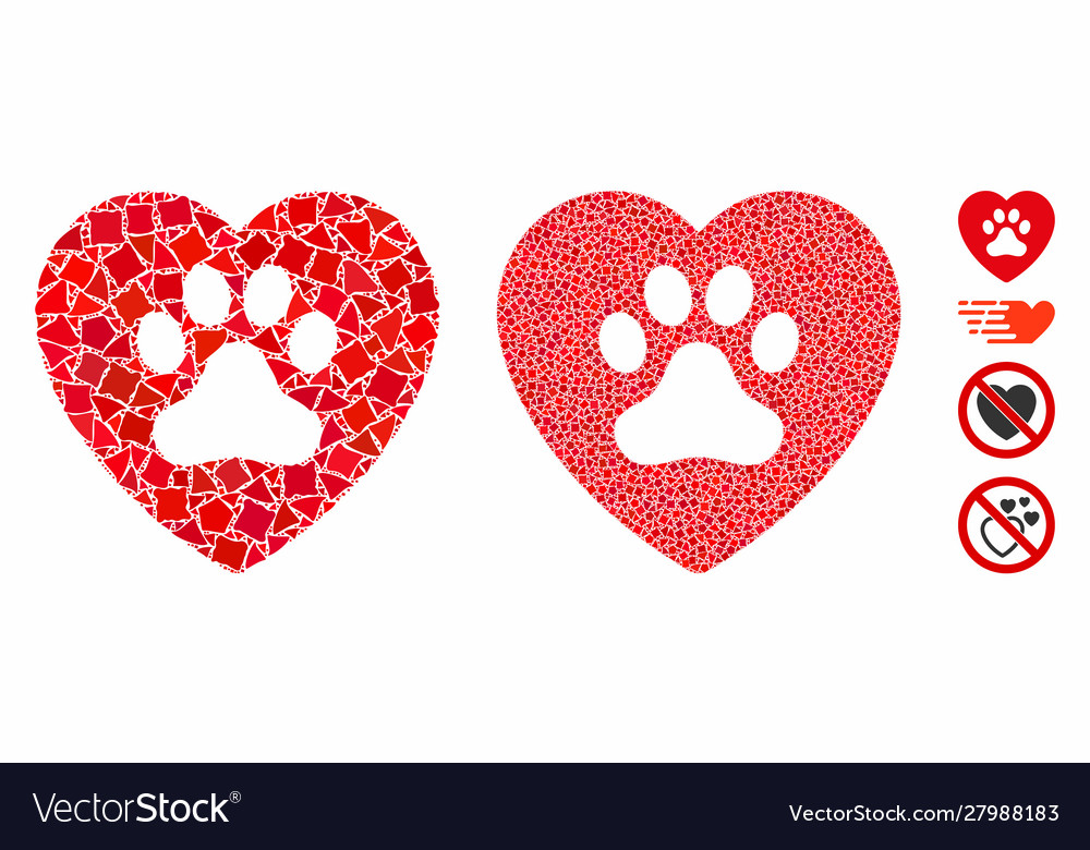 Dog love heart composition icon inequal parts vector image Dog love heart composition icon inequal parts