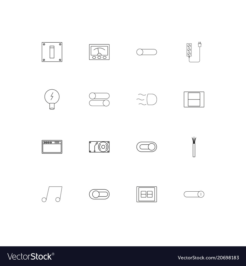 Electrical simple linear icons set outlined