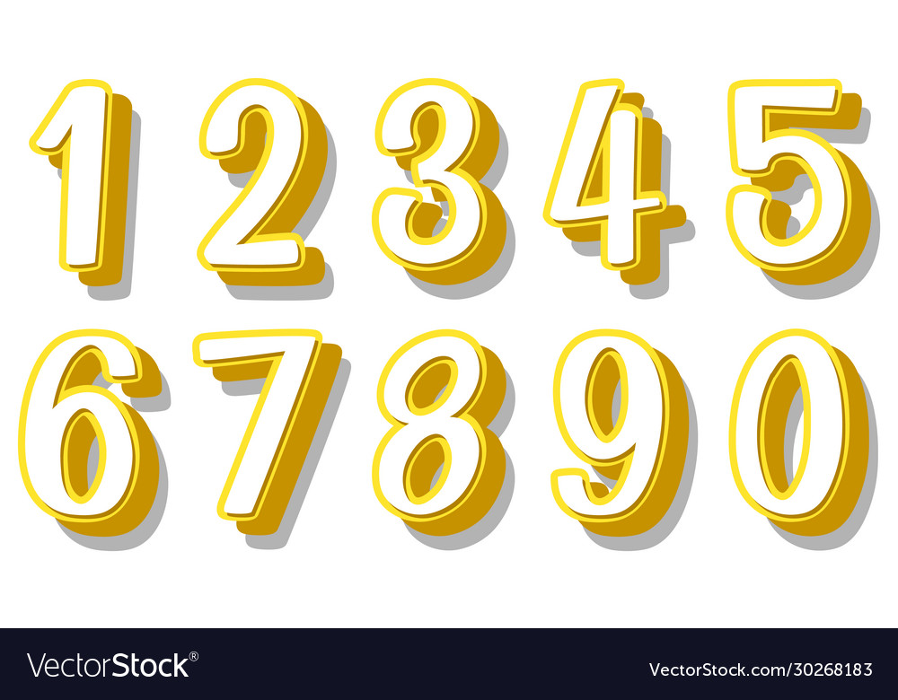 Font design for numbers one to zero on white vector image Font design for numbers one to zero on white