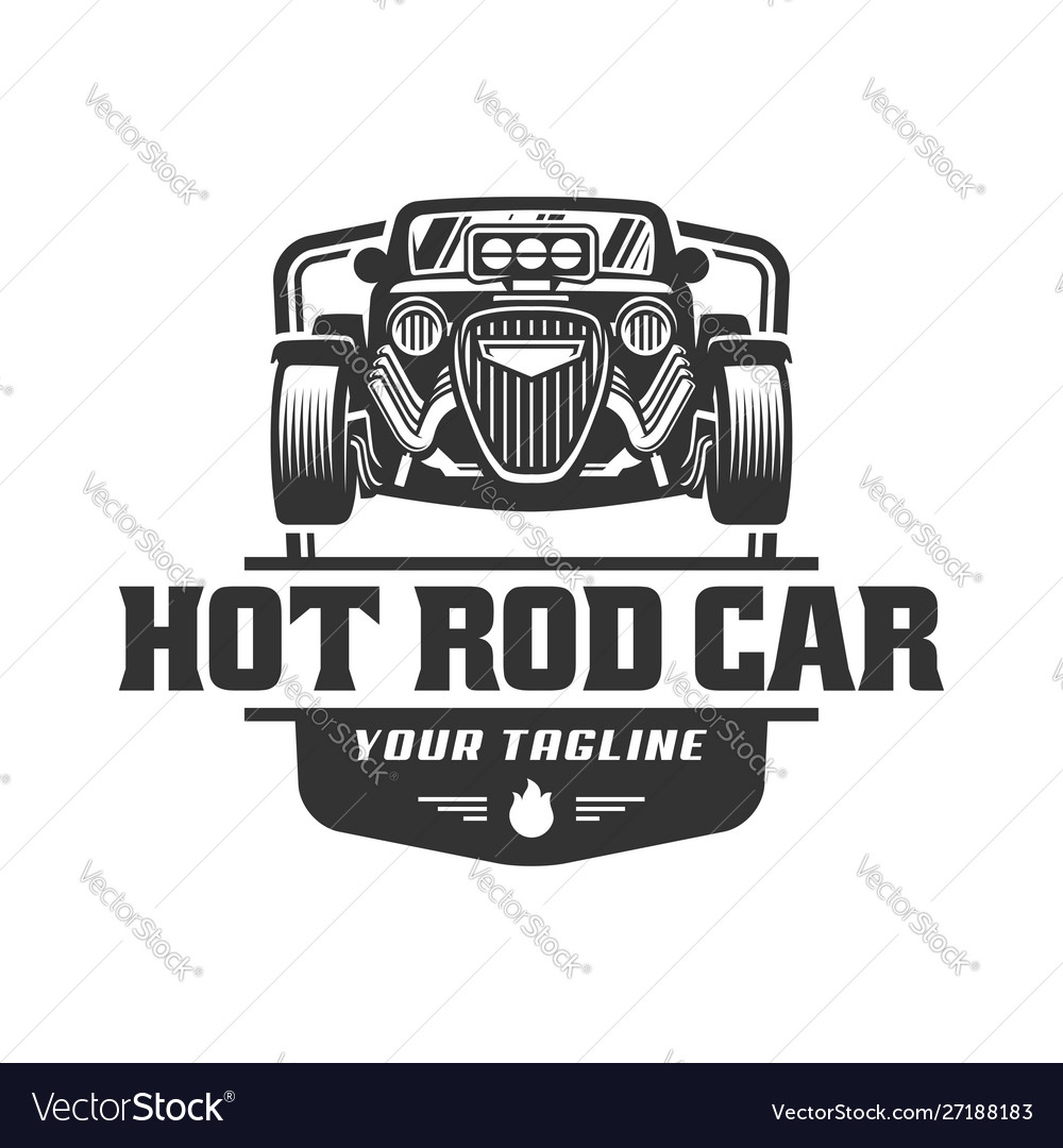 Hot rod car logo hotrod emblem Royalty Free Vector Image