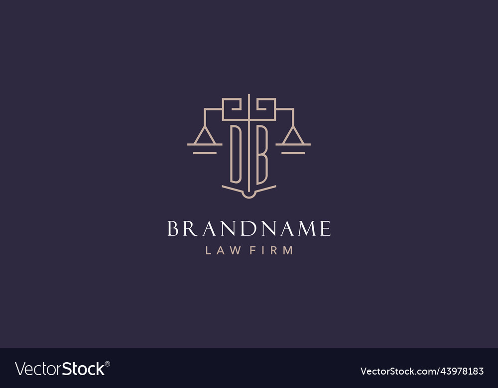 Initial letter db logo with scale of justice