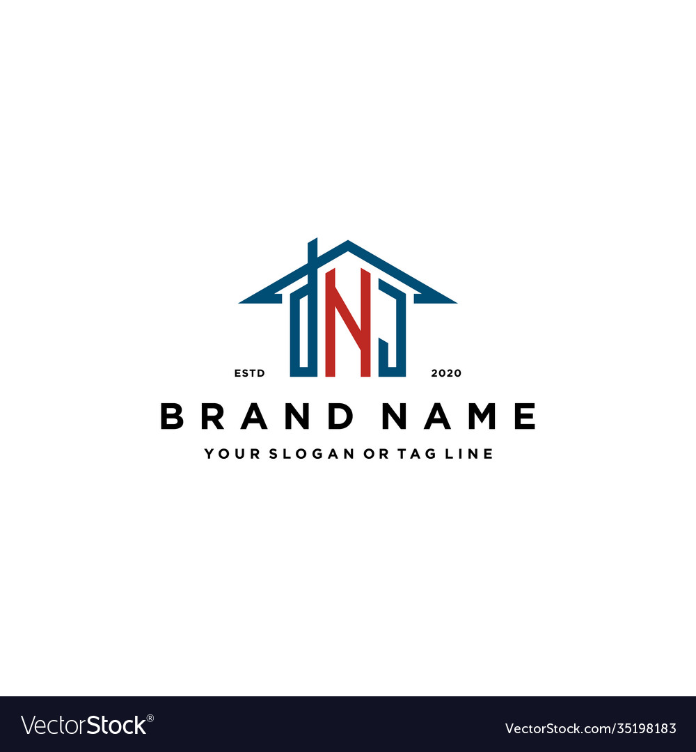 Letter dnj home roof logo design and business card