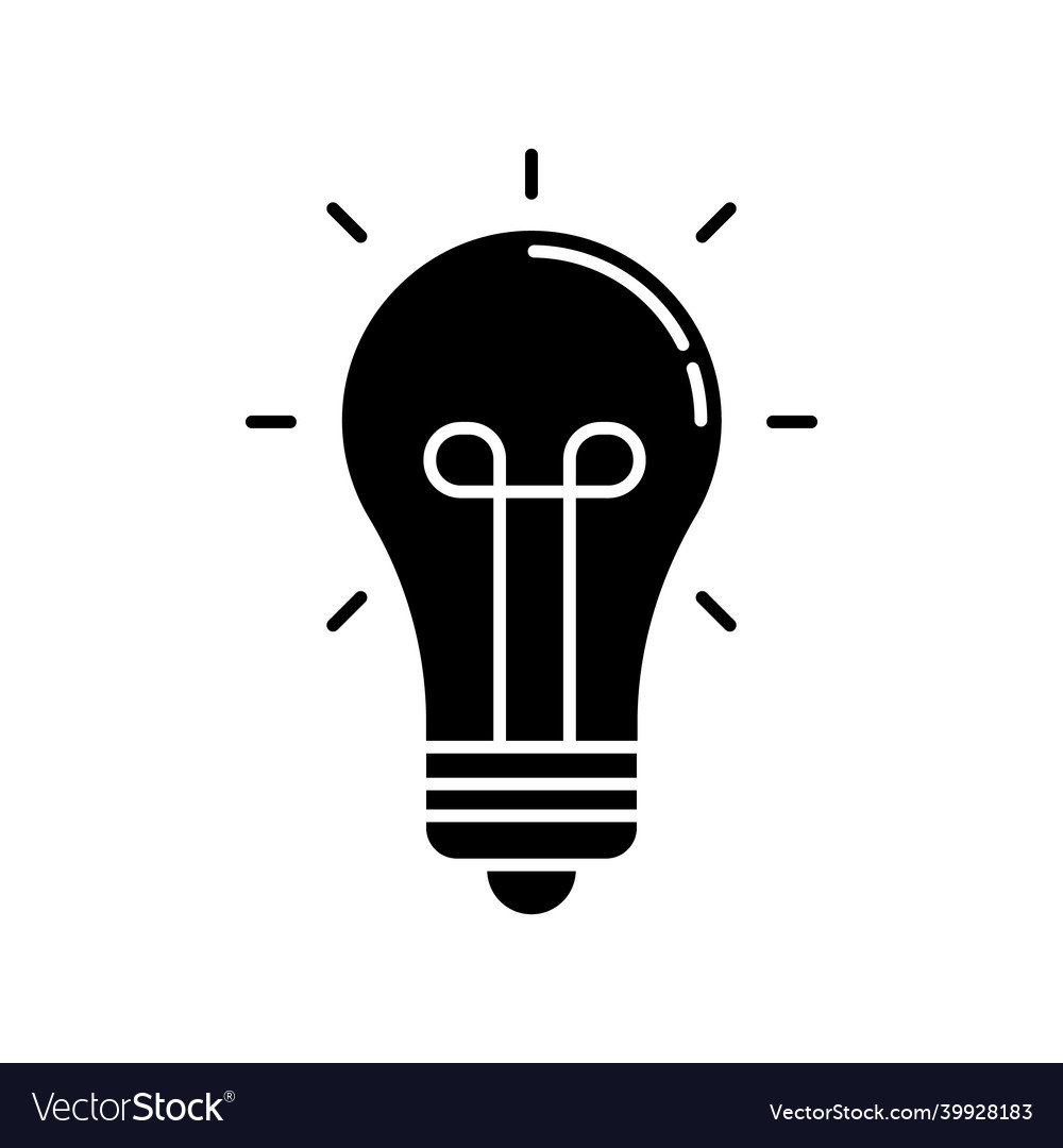 Light bulb black glyph icon glowing lightbulb vector image Light bulb black glyph icon glowing lightbulb