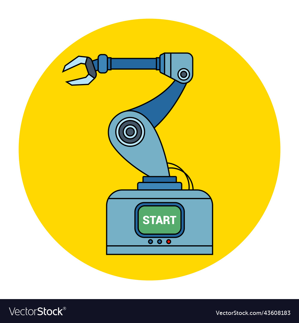 Mechanical robot arm in a factory modern machines