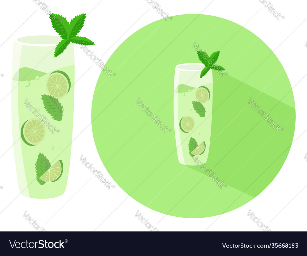 Mojito Cocktail On White Background Royalty Free Vector 2198