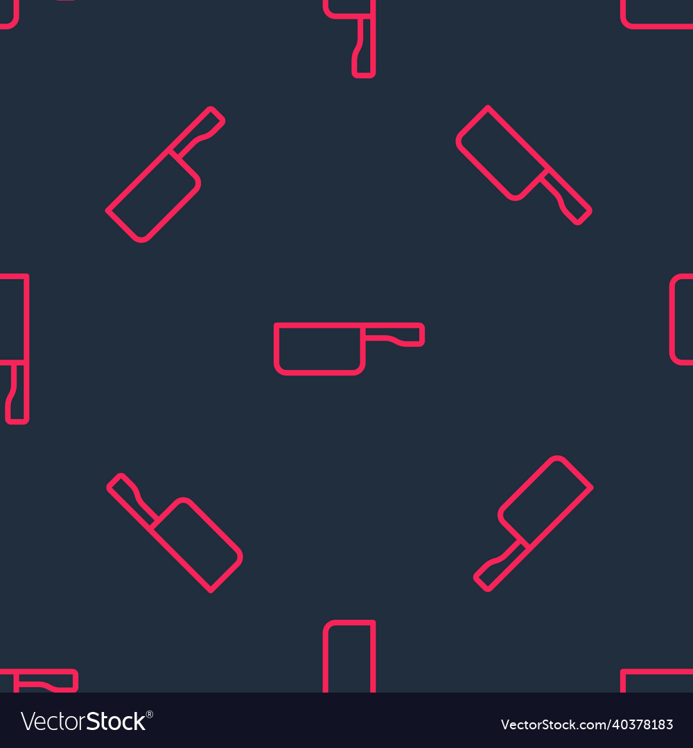 Red line frying pan icon isolated seamless pattern