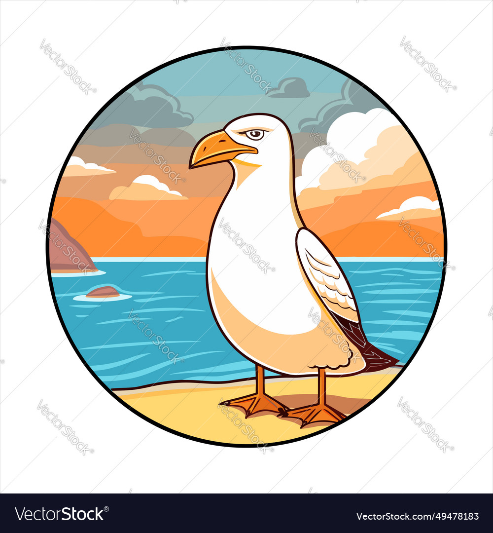 Seagull cute funny cartoon kawaii colorful