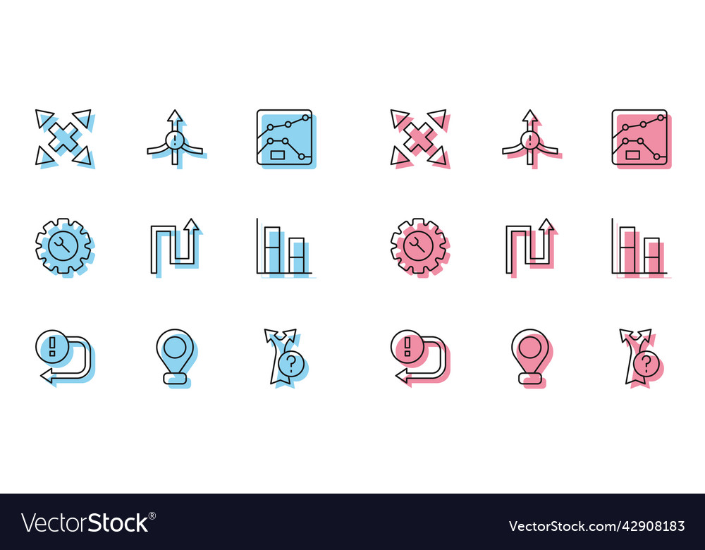 Set line arrow location many ways directional vector image Set line arrow location many ways directional