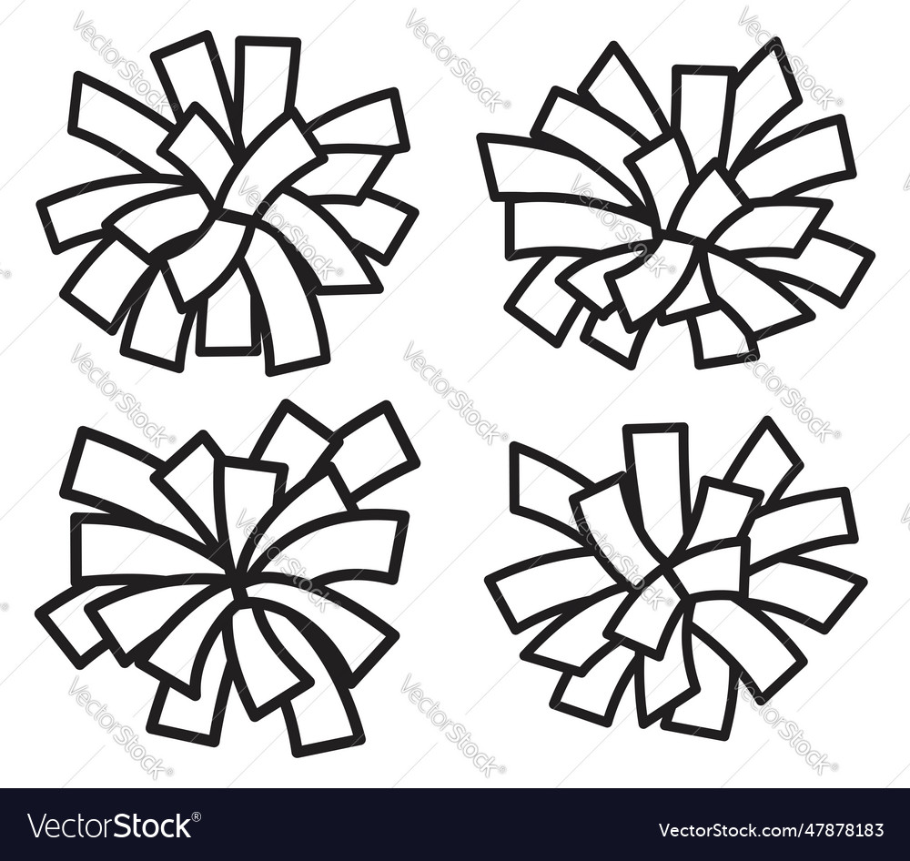 Set Of Black And White Pom Poms Royalty Free Vector Image