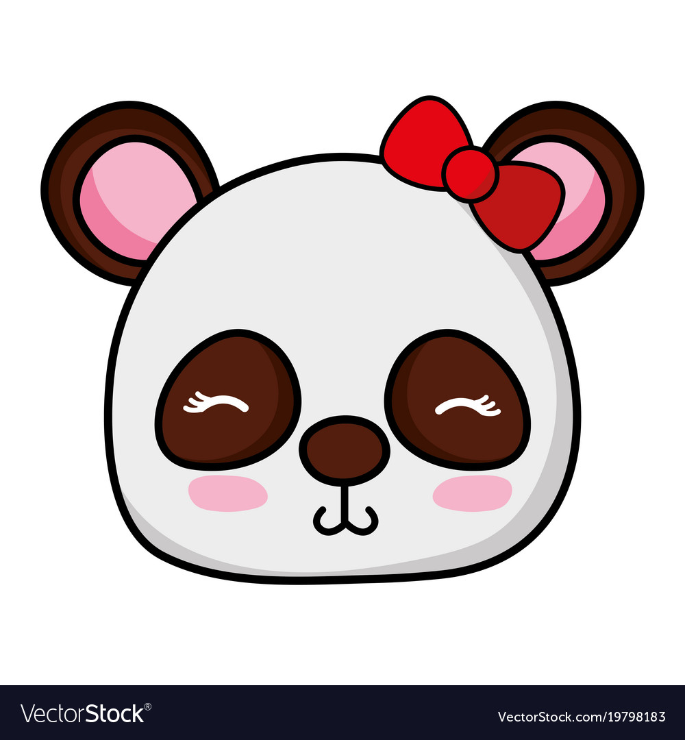 Shy panda head female wild animal Royalty Free Vector Image