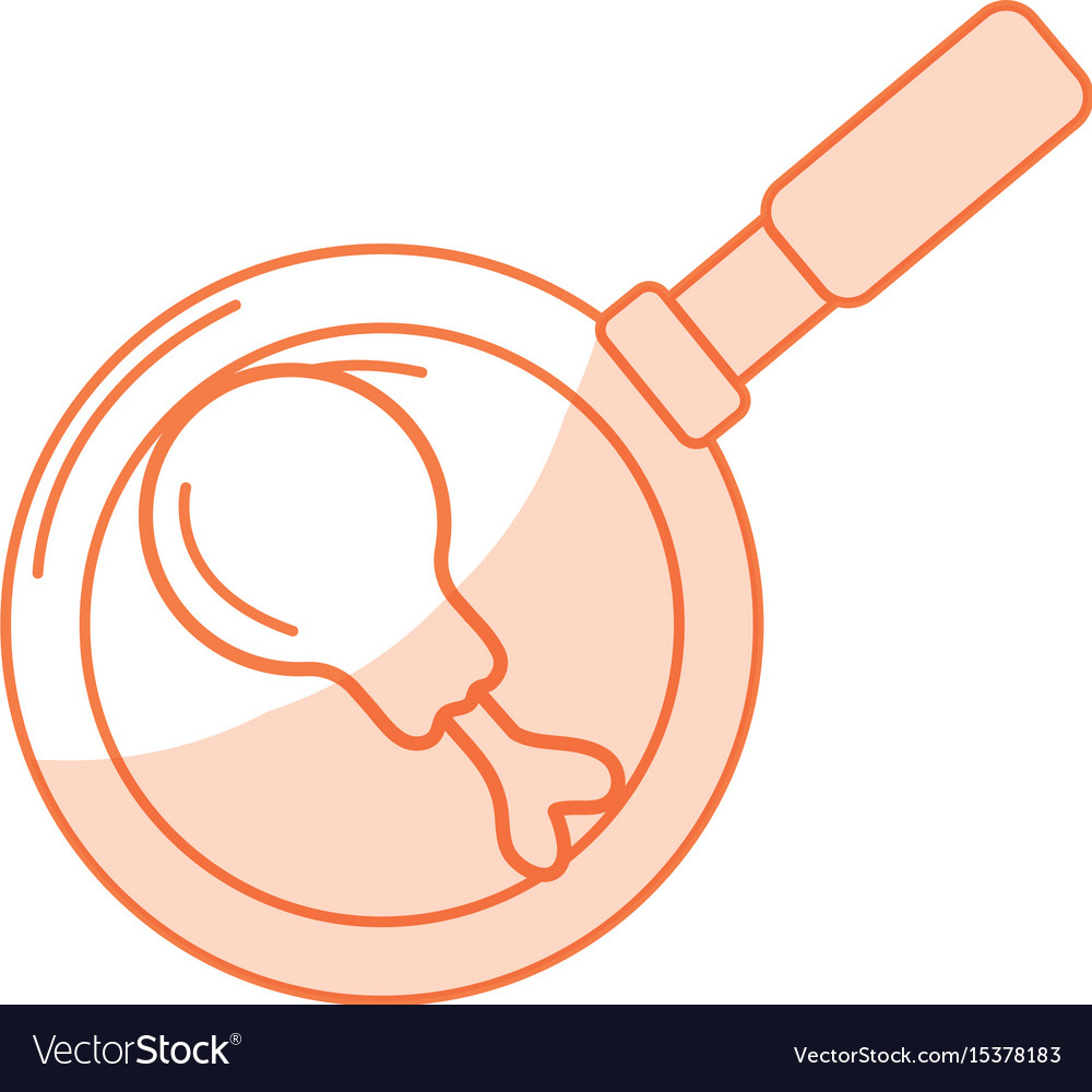 Silhouette fried thigh of chicken inside skillet