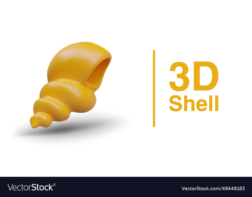 Yellow cone shaped shell pointed spiral seashell vector image Yellow cone shaped shell pointed spiral seashell