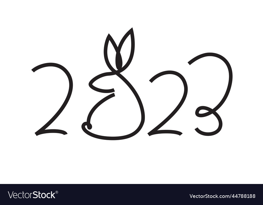 2023 greeting banner black line style Royalty Free Vector