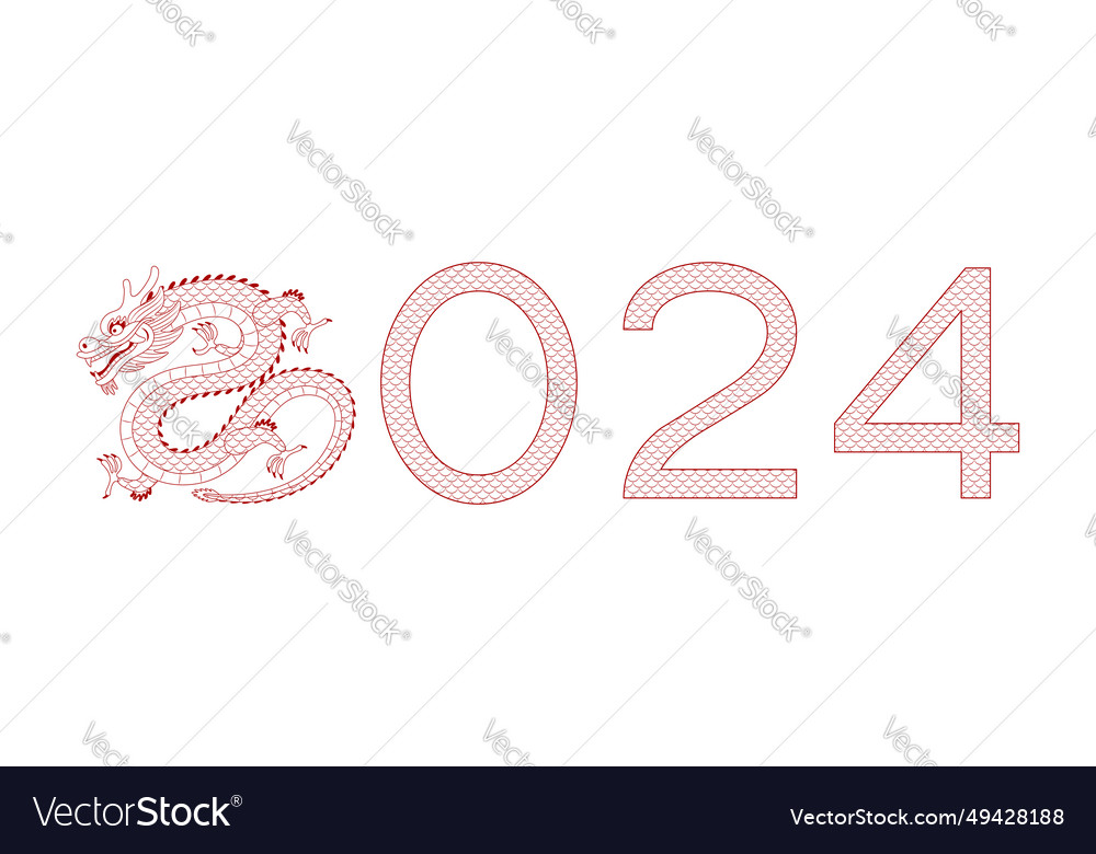 2024 new year typography with chinese dragon vector image 2024 new year typography with chinese dragon
