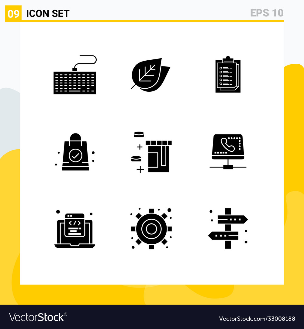 9 universal solid glyphs set for web and mobile
