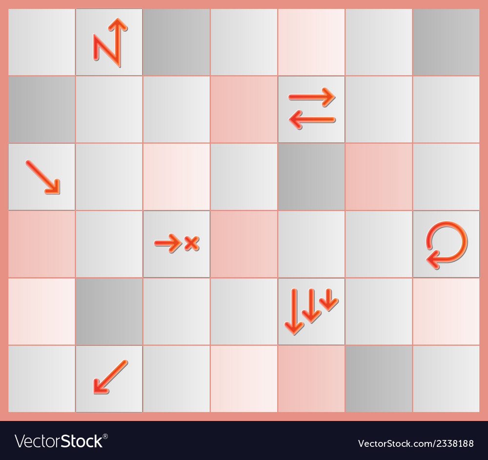 Board with different tiles and arrows