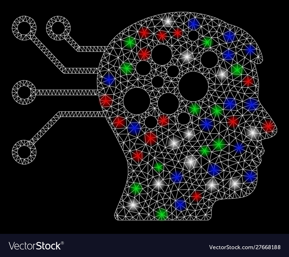 Bright mesh 2d neural computer links with light vector image Bright mesh 2d neural computer links with light
