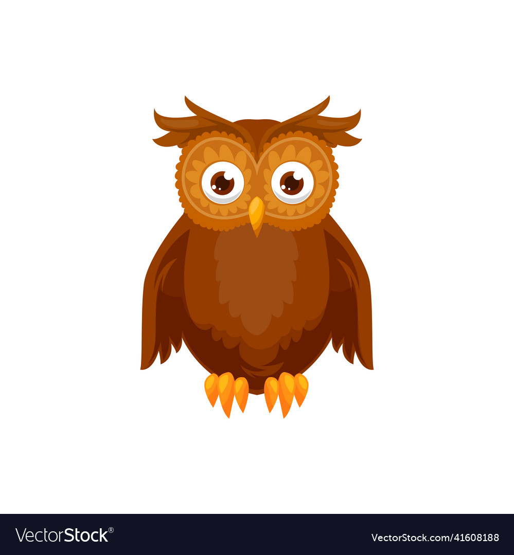 Brown owlet wild cartoon owl wise bird animal icon