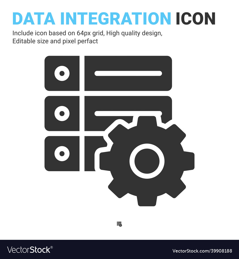 Data integration icon with glyph style vector image Data integration icon with glyph style