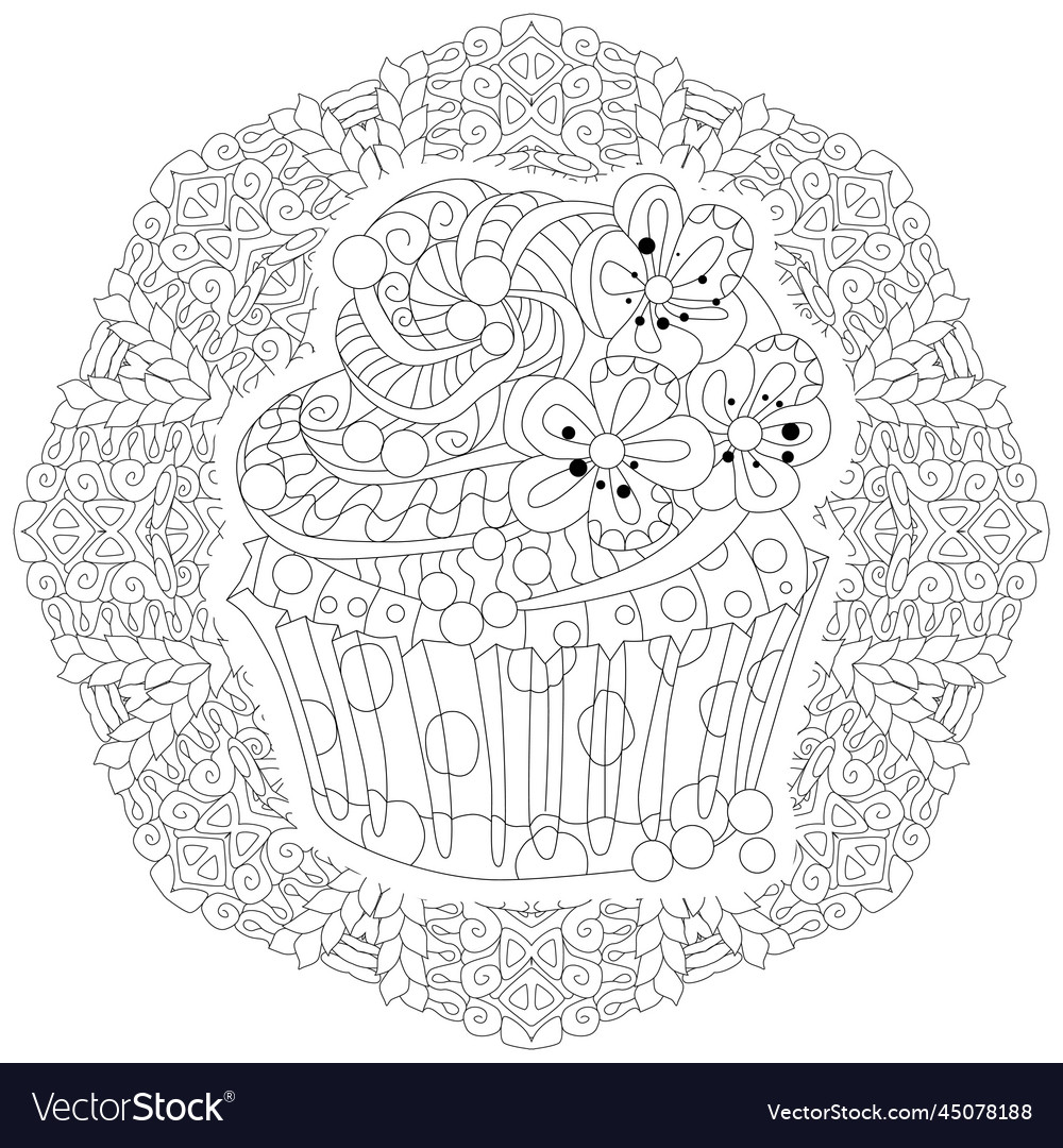 Decorative cupcake pattern on a patterned round