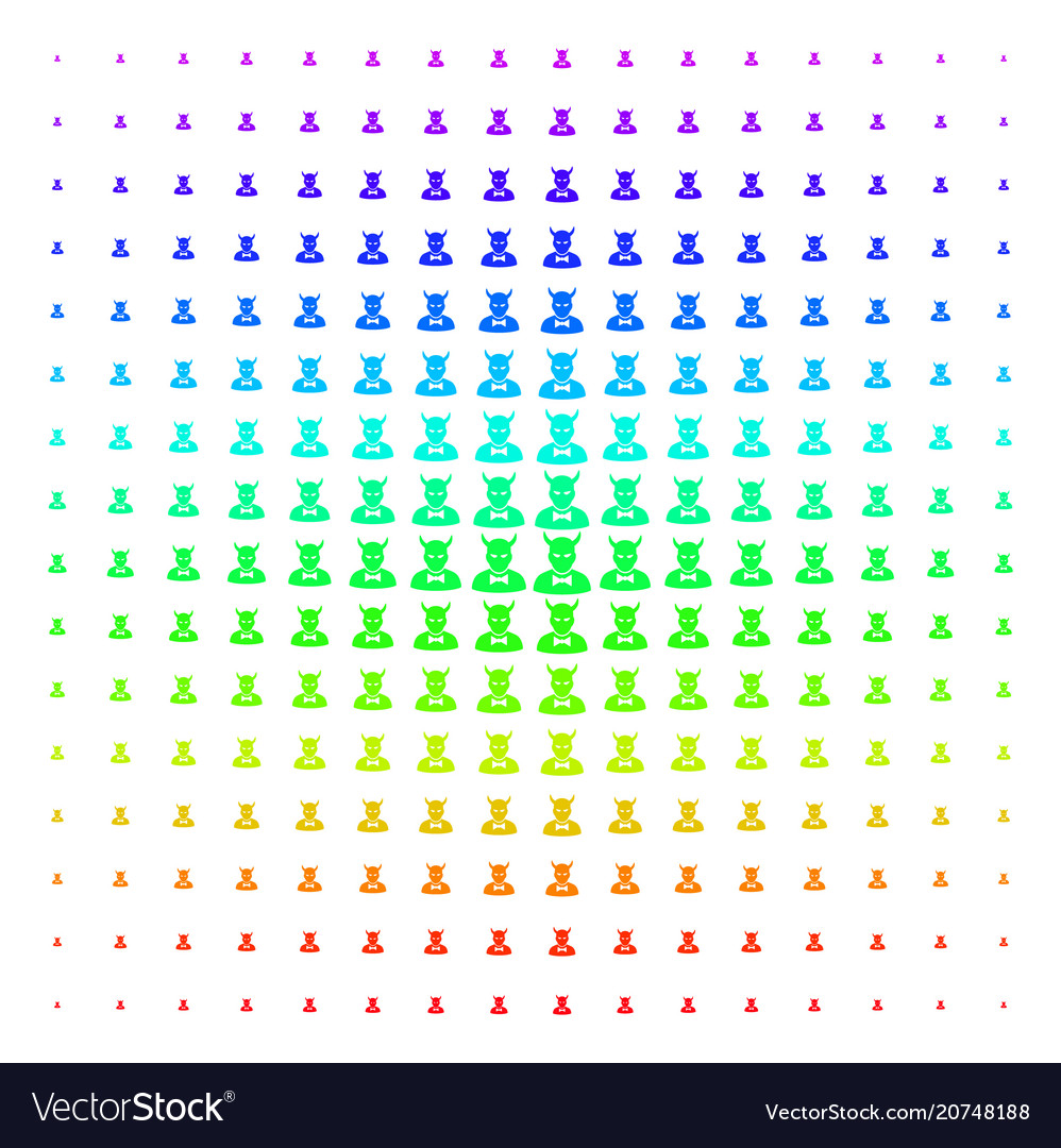 Devil icon halftone spectrum grid vector image Devil icon halftone spectrum grid