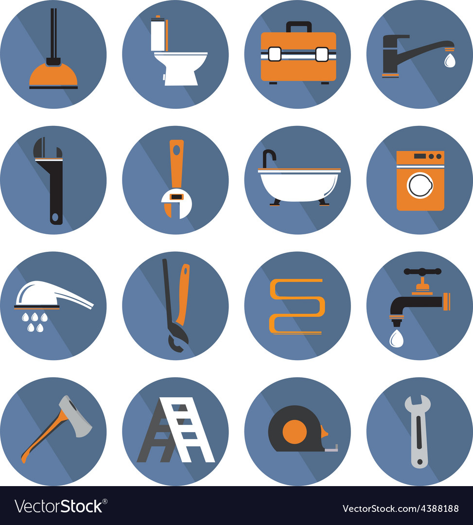 Flat bathroom icons set Royalty Free Vector Image