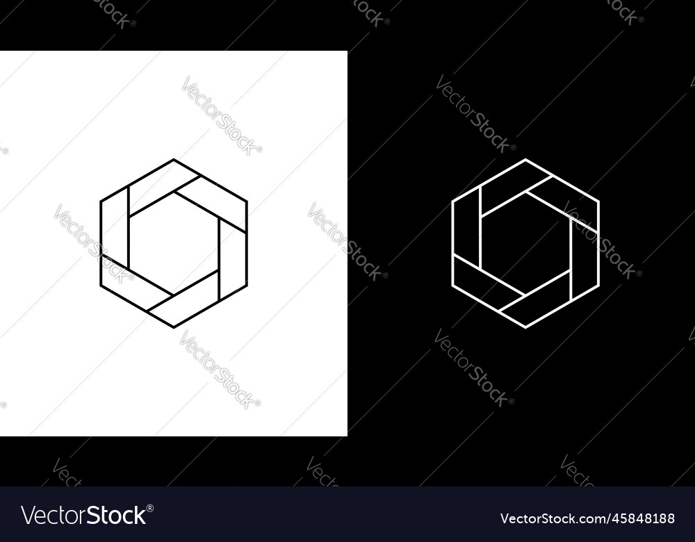 Hexagon logo technology outline black and icon Vector Image